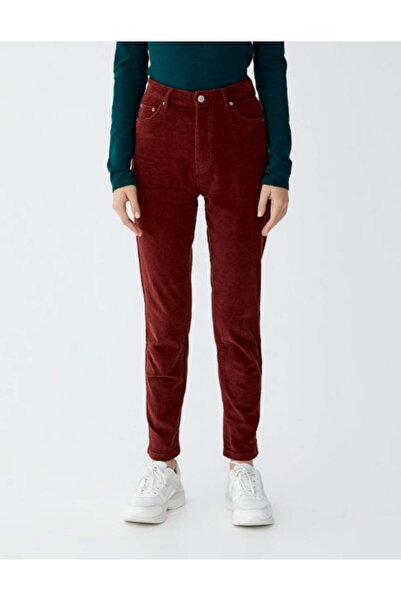 Intisimo Raiat Pants, Skinny Mid Waist, Brand Pull & Bear, Bordeaux - 32