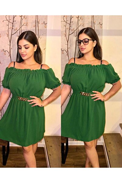 Intisimo Γυναικείο Φόρεμα, Αξεσουάρ Μέσης, Μίντι, Πράσινο