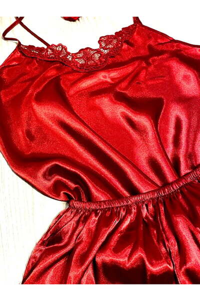 Intisimo Women's Satin Pajamas, 2 Pieces, Simple, Red