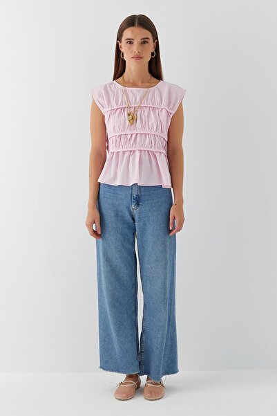 MARKALİSTE Μπλούζα με κορδόνι ροζ
