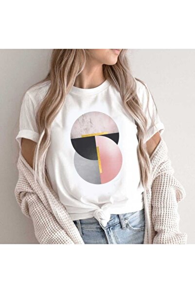 Intisimo Women's T-Shirt, Cotton, Round Shapes, White - S