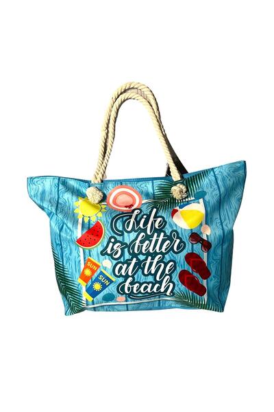 Intisimo Τσάντα θαλάσσης, Μεγάλο μέγεθος, Η ζωή είναι καλύτερη, Μπλε