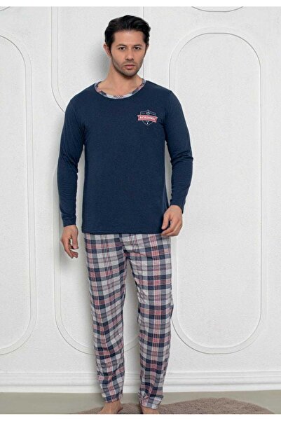 Intisimo Ανδρική Πιτζάμα, Μπλούζα + Μακρύ Παντελόνι, Ακαδημαϊκό, Σκούρο Μπλε - 3XL