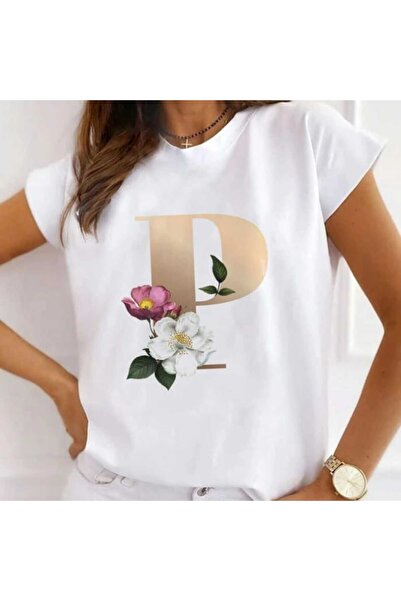 Intisimo Tricou damă, bumbac, litera P, alb - L