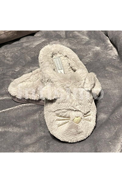 Intisimo Παντόφλες για κορίτσια, Γούνινες, Ζεστές, Γατούλας, Γκρι - 32