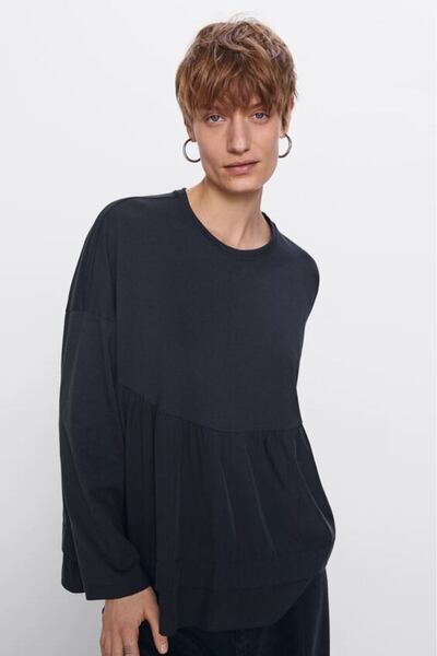 Intisimo Bluză de damă, casual, mărime mare, marca Zara, negru - S