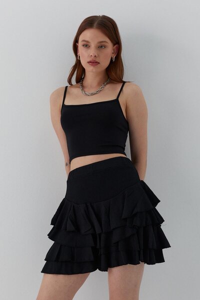 MARKALİSTE Коротка спідниця з воланами, чорна