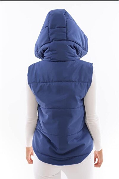 Intisimo Γυναικείο καπιτονέ γιλέκο με κουκούλα , μπλε - M