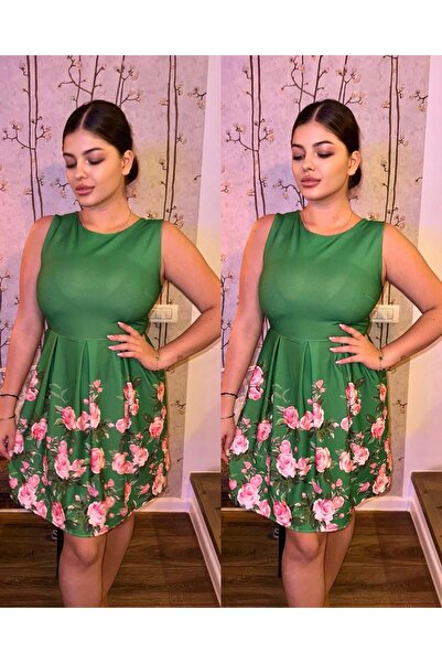 Intisimo Rochie de damă, Imprimeu floral, Trandafiri, Verde