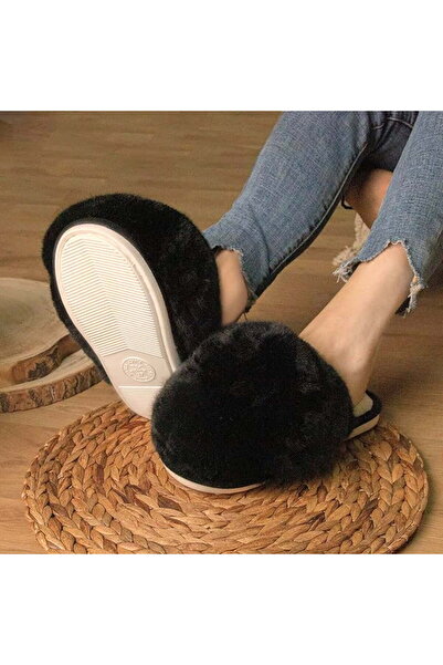 Intisimo Papuci de damă, Mega Fluffy, groși, negri - 38