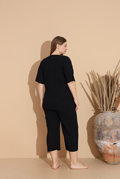 Intisimo Γυναικείες Πιτζάμες, Three Quarters, Βαμβακερές, Μεγάλο Μέγεθος, Μαύρο - 4XL