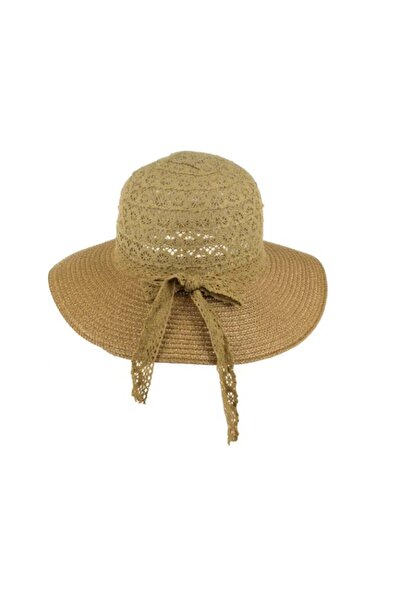 Intisimo Pălărie de plajă, femei, dantelă accesorizată, maro