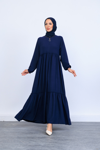 OKTAYUSTA COLLECTİON Ferace Mevlana cu șnur dublu în culoare bleumarin