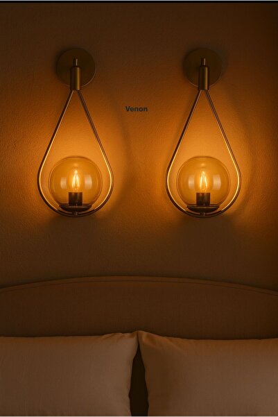 MG HOME Design Damla-Mirza Sconce 2 Pieces Antique Honey Globe Glass