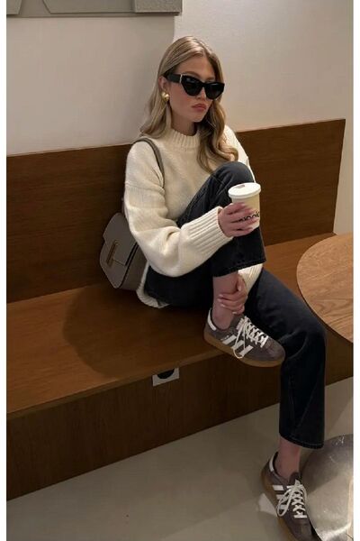 COMBİNE MİCHAİL EKRU велосипедний комір оверсайз трикотажний светр