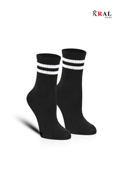 Lüx Kral Мъжки дамски (6 ЧИФТА) колежански тенис чорапи на райета Памучни чорапи против изпотяване