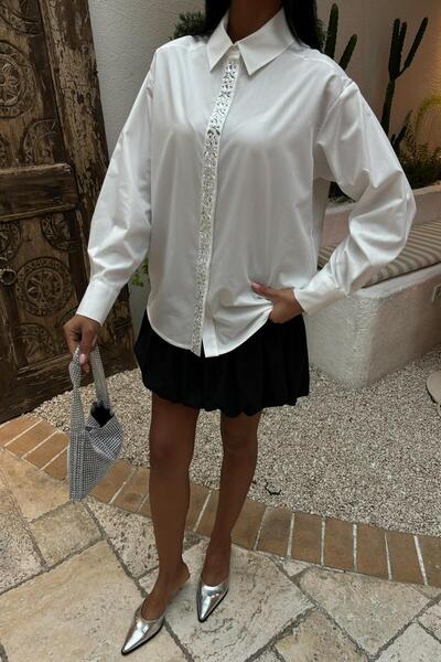 Genel Markalar Önü Şerit Taşlı Gömlek 3448