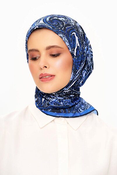 MOISCARF Eșarfă Elegance Celeste Superior Soft Square cu model etnic, albastr...