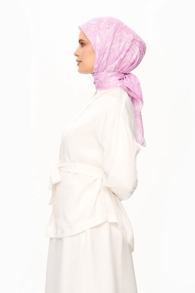 MOISCARF Κασκόλ Elegance Celeste Superior Soft Square με έθνικ σχέδιο σε ανοιχτό ροζ