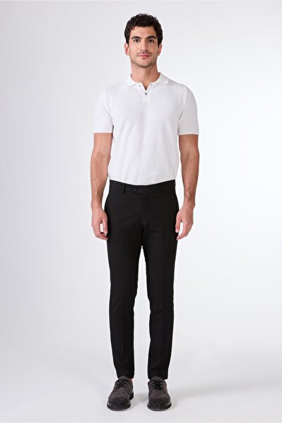 Dufy Siyah Erkek Ekstra Slim Fit Melanj Desenli Klasik Pantolon