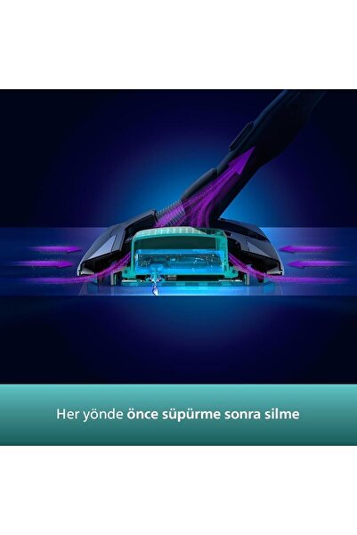 Philips 8000 Serisi Aqua Plus Kablosuz Dikey Süpürge, Aqua Başlık, Led Başlık, PowerBlade dijital motoru Akı