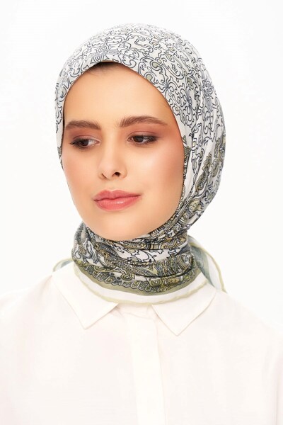 MOISCARF Eternite Baroque Superior Soft Eșarfă pătrată cu model etnic verde