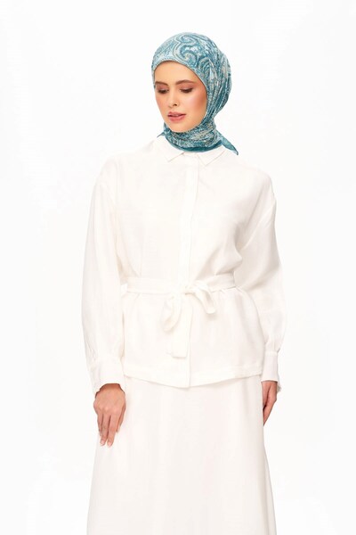 MOISCARF Elegance Celeste Superior Μαλακό Τετράγωνο Φουλάρι με έθνικ σχέδιο Μέντα