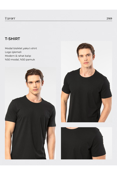 Cacharel 2169 Ανδρικό μπλουζάκι Modal Cotton Crew με κοντό μανίκι-μαύρο