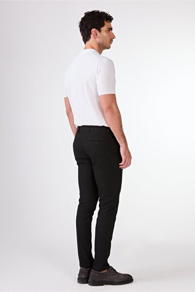 Dufy Siyah Erkek Ekstra Slim Fit Melanj Desenli Klasik Pantolon