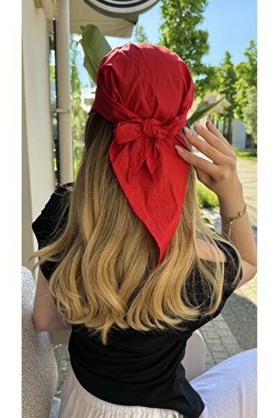 ZERAMİNE Kırmızı Bağlamalı Siperli Bandana Vizör Şapka Uv Koruyuculu