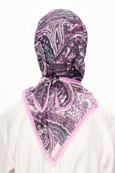 MOISCARF Elegance Celeste Superior Μαλακό Τετράγωνο Φουλάρι με έθνικ σχέδιο ροζ