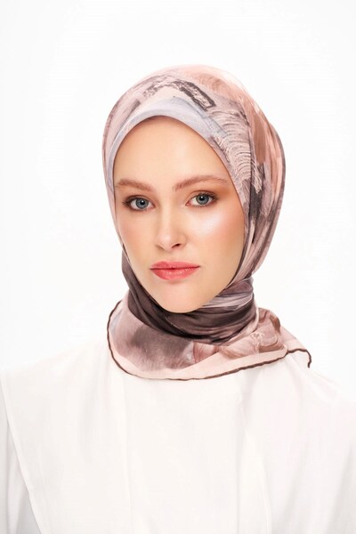 MOISCARF Fleur de Ciel Шарф з квадратним візерунком Бежевий