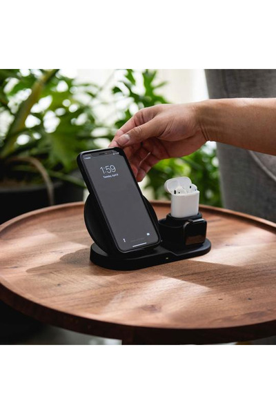 barste Incarcator wireless 3 in 1 Fast Charge, telefon, smartwatch si casti