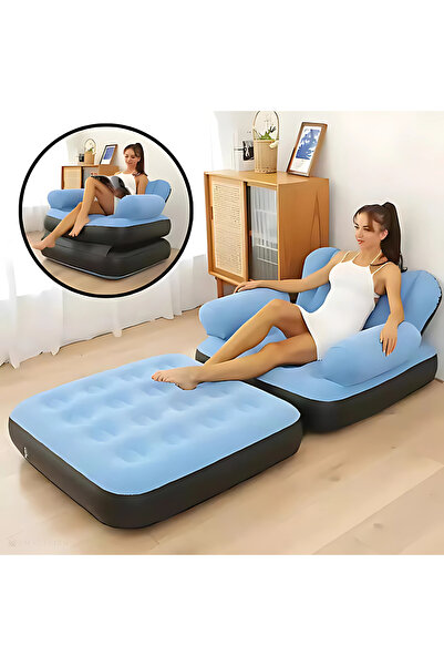 barste Fotoliu gonflabil 2 in 1, pompa inclusa, canapea si sezlong, pliabil, catifelat