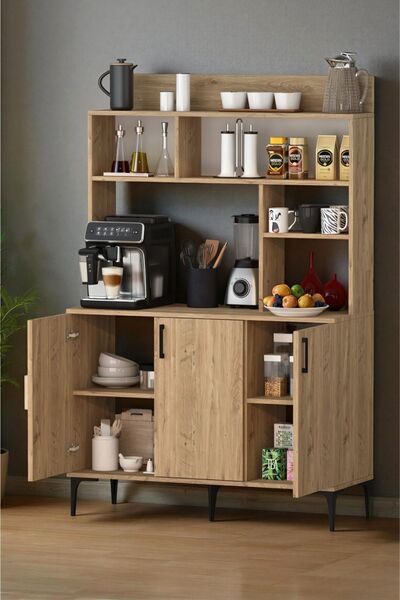 Moonlife Espresso 3 Kapaklı Raflı Kahve Köşesi Çam