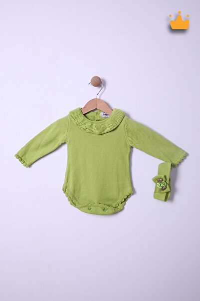 Babyhola Kız Bebek Triko Bandana Badi 2'li Set  Yenidoğan Konsept Çekim Kostümü 9000