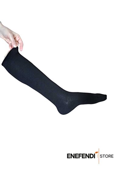 ENEFENDİ Дамски чорапи, под коляното, луксозно качество памук, без шев на пръстите, еластични, гъвкави, черни