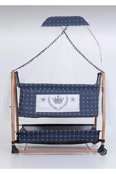 incim baby Anne yanı cibinlikli, sallanır,sabitlenir, tekerlekli,sepetli,keten kumaş,King Lüx Metal Beşik