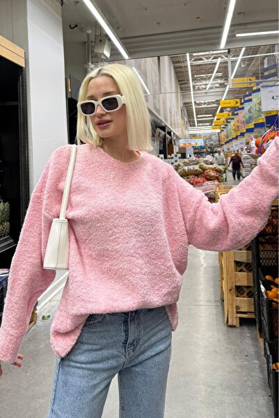 Madmext Pembe Bisiklet Yaka Kadın Buklet Kazak Mg2480