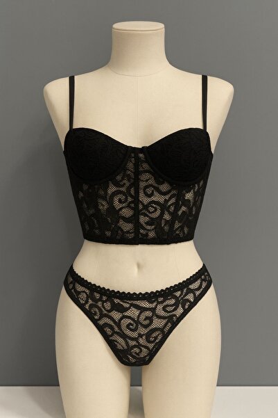 WİYONA Kadın Dantelli Star Büstiyer Takımı