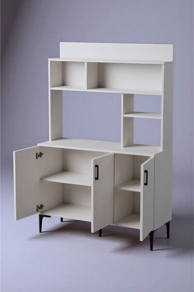 Moonlife Espresso 3 Kapaklı Raflı Kahve Köşesi Beyaz