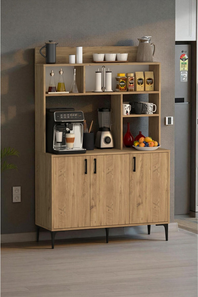 Moonlife Espresso 3 Kapaklı Raflı Kahve Köşesi Çam