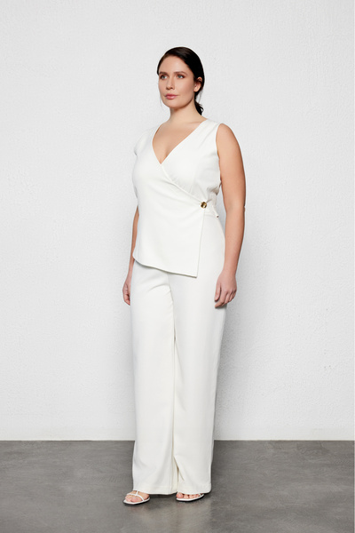 LUOKK Yuuta Large Size Vest Detailed Jumpsuit Ecru