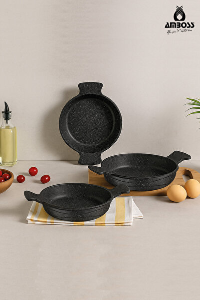 Amboss Daisy 3 Piece Cast Iron Fireproof Non-Stick Omelet Set