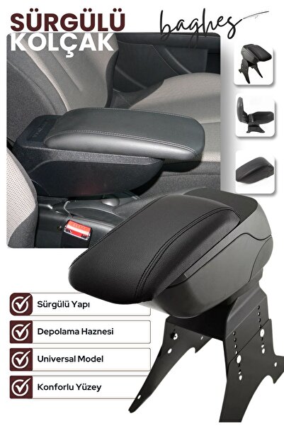 Baghes Üniversal Sürgülü Oto Araç Kol Dayama – Siyah Araba Kolçak