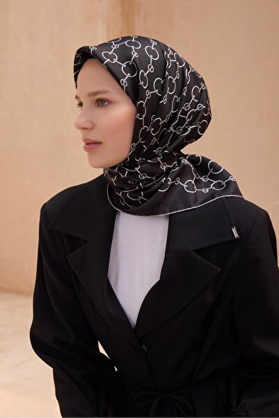 Belli Шовковий шарф Tivil 4109 - 01 Чорний з мішаним візерунком