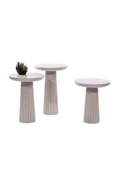 Gazzini Furniture Mira Bohem Üçlü Ahşap Zigon Sehpa