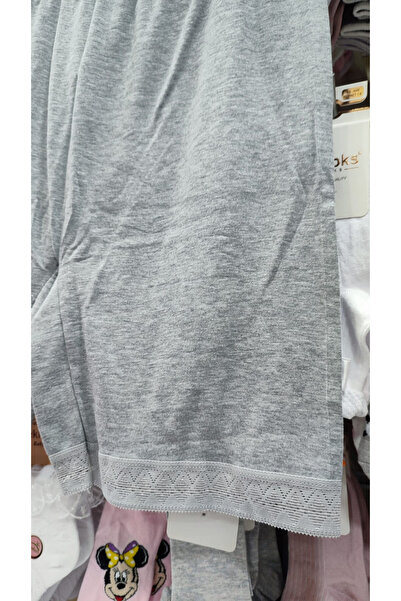 Ceylanoğlu Pantaloni lungi din dantelă cu nervuri din bumbac 100% pentru femei, 3 bucăți, gri Kıourtuk