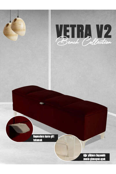 Gazzini Furniture Vetra V2 Sandıklı Bench Puf
