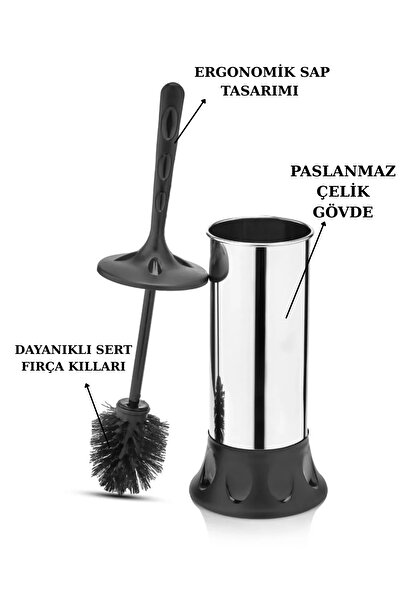 Beray Metal Paslanmaz Çelik Krom Wc Klozet Fırçası Tuvalet Fırçası